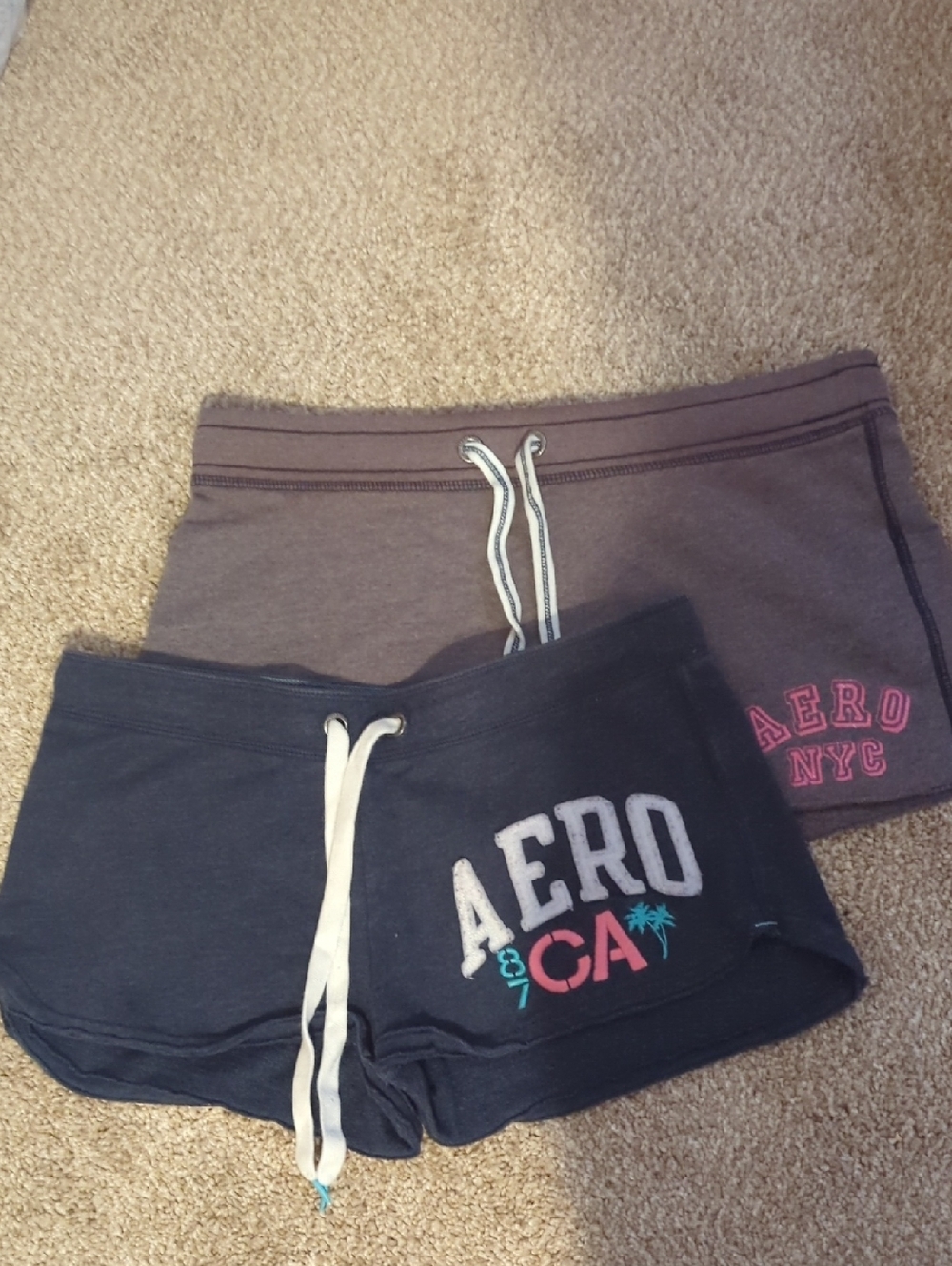 Aeropostale Dark Blue Denim-Look Pants with Teal Stitching